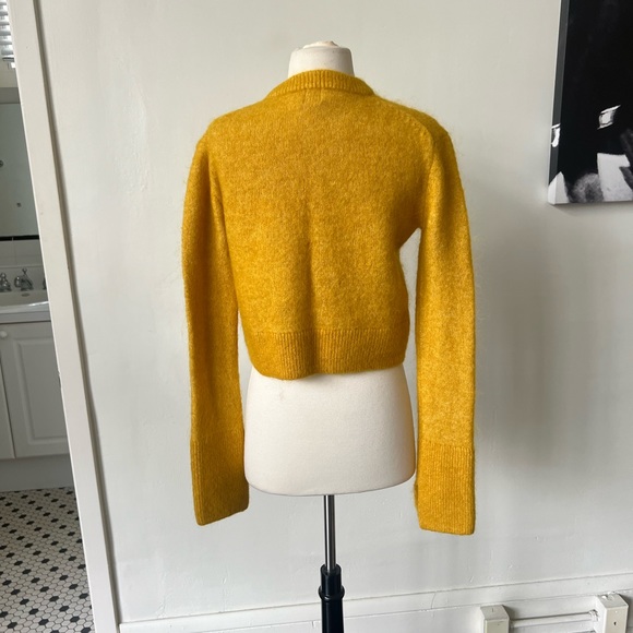 Mustard Cropped Wool and Mohair Blend Sweater - Picture 8 of 9